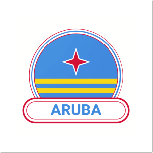 Aruba Country Badge - Aruba Flag Posters and Art